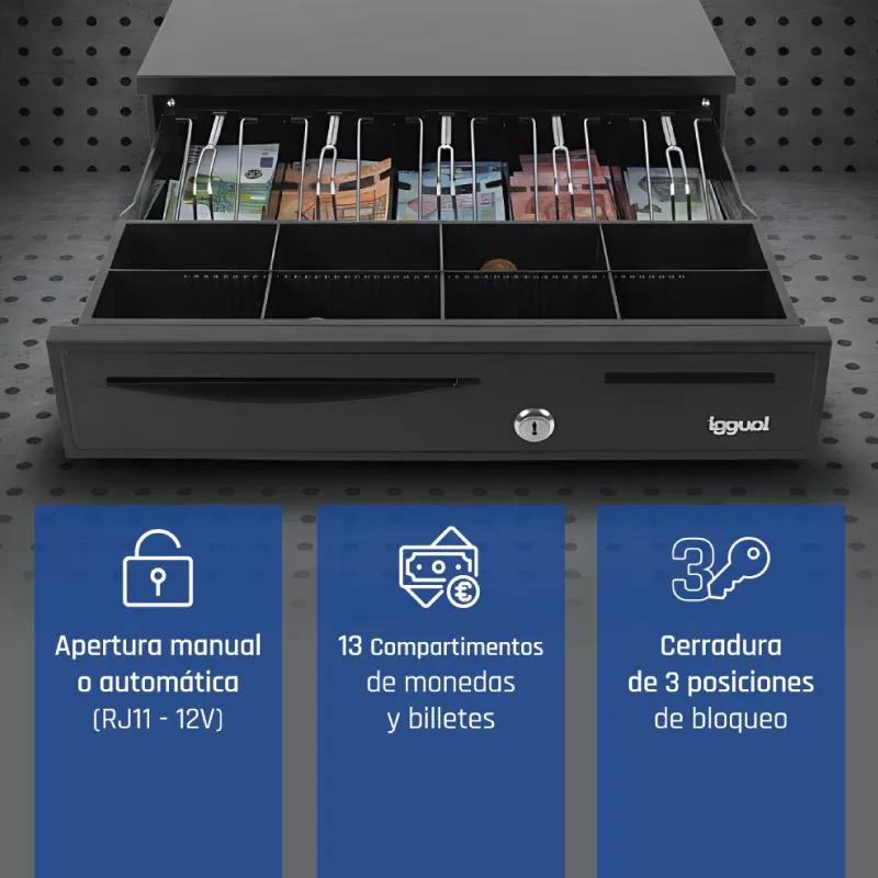 iggual Cajón Portamonedas IRON-50 42cm 5+8 preto - Imagem de Detalhe 120