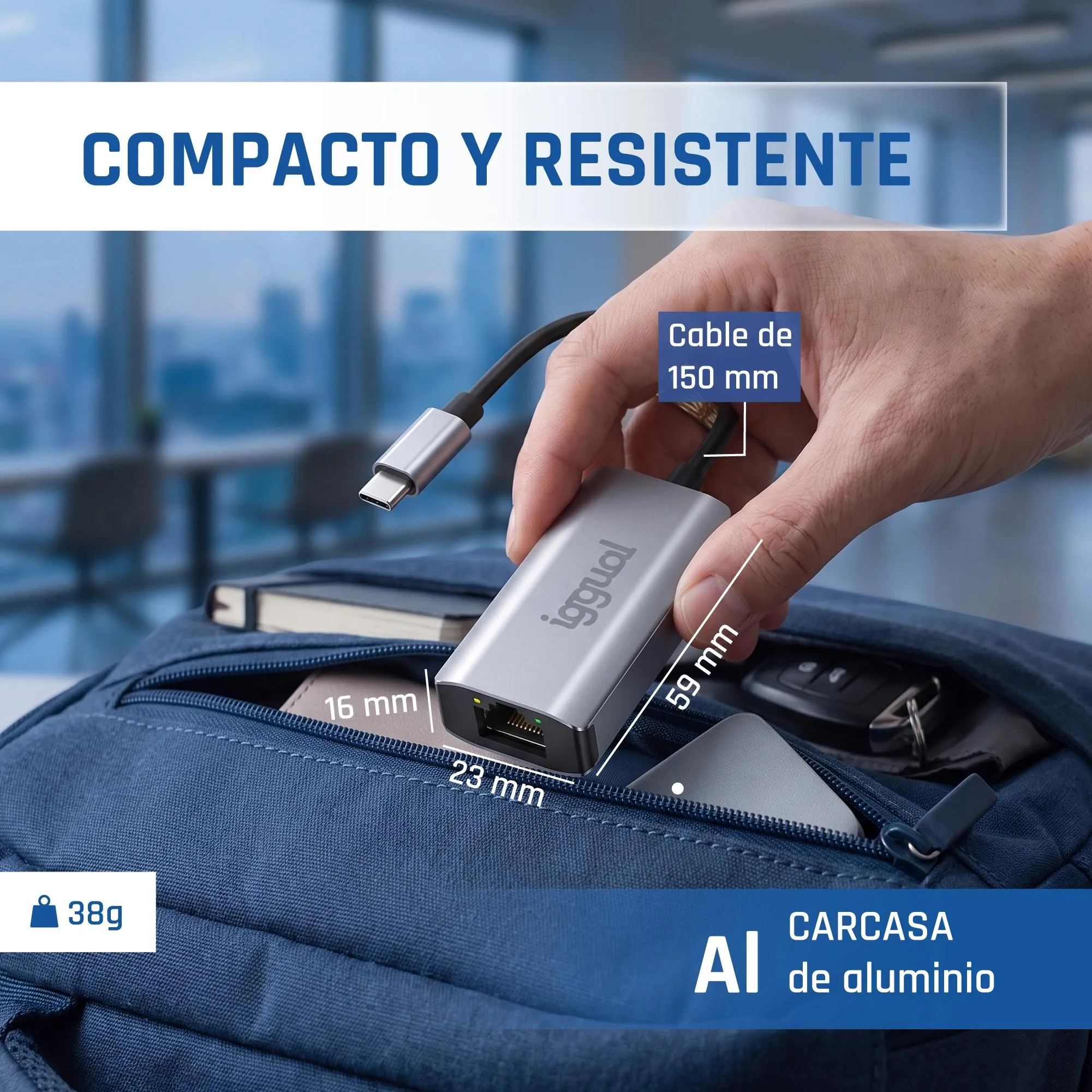 iggual Adaptador tipo C a RJ45 Gigabit 1000Mbps - Imagem de Detalhe 74
