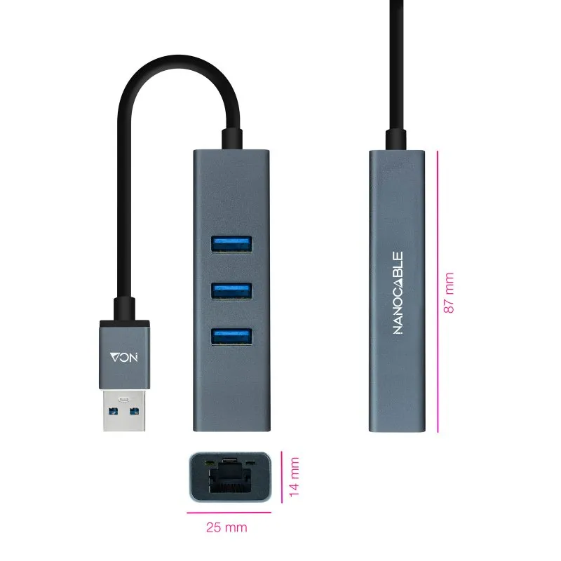 Nanocable Conversor USB 3.0 Ethernet + 3xUSB 3.0 - Imagem de Detalhe 35