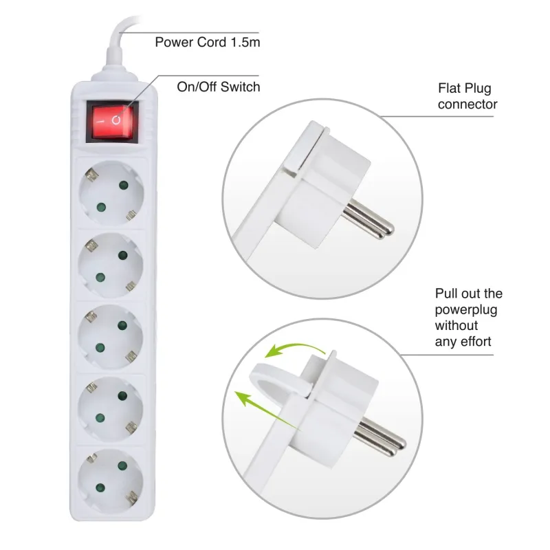 EWENT EW3955 Regleta 5 Tomadas / 1 interruptor 1.5m - Imagem de Detalhe 56