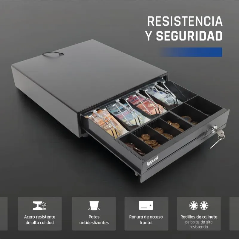 iggual Cajón Portamonedas IRON-10 38cm 4+6 preto - Imagem de Detalhe 132