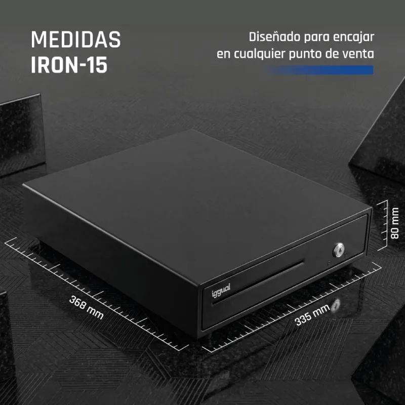 iggual Cajón Portamonedas IRON-15 37cm 4+8 preto - Imagem de Detalhe 137