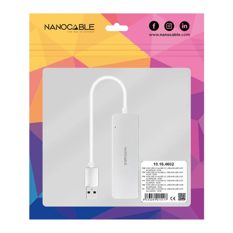 Nanocable Hub USB 3.0 4 x USB 3.0 10cm. Cinza - Imagem de Detalhe 6