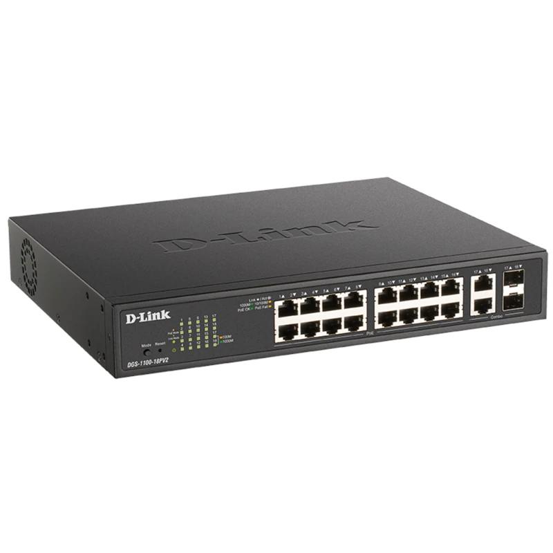 D-Link DGS-1100-18PV2 Switch 16xGb 2xSFP PoE+ - Imagem de Detalhe 1