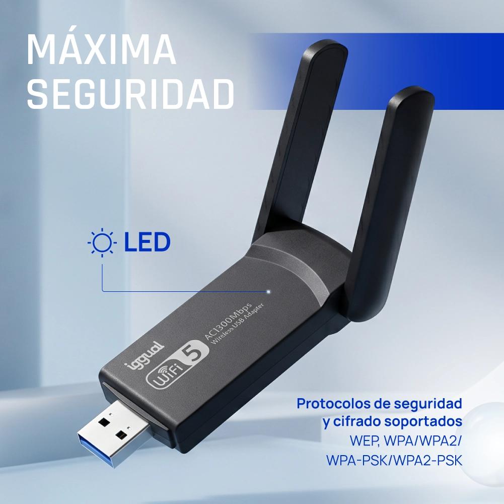iggual Adaptador USB Wifi 1300 Mbps dual 2.4G/5G - Imagem de Detalhe 3