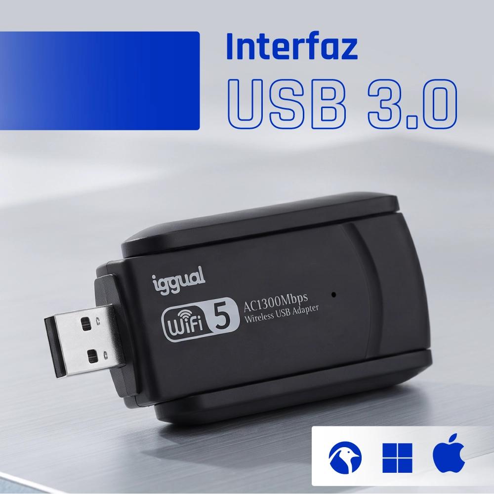 iggual Adaptador USB Wifi 1300 Mbps dual 2.4G/5G - Imagem de Detalhe 4