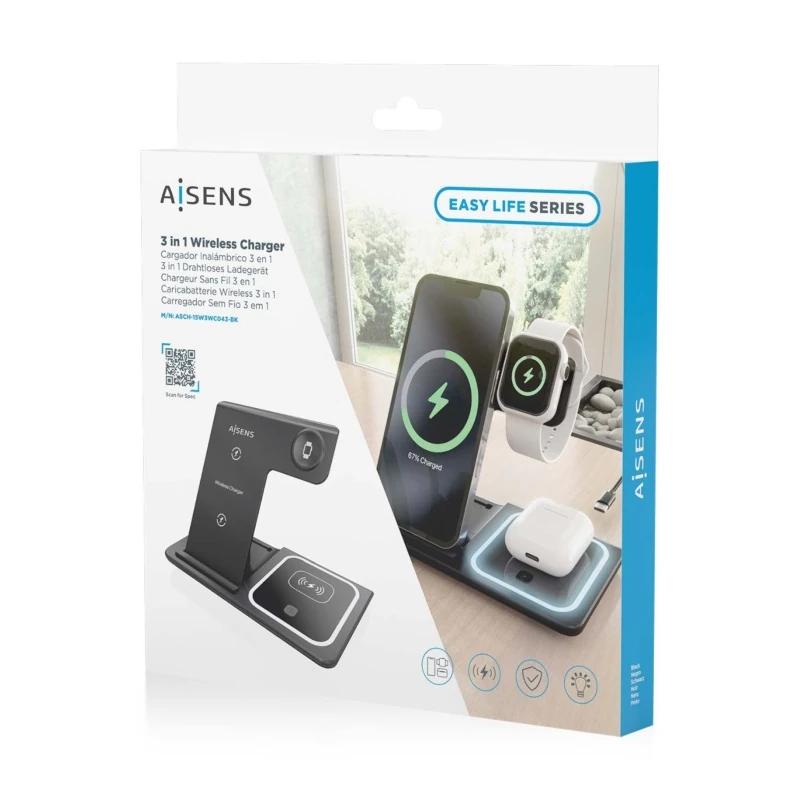 AISENS Cargador inalambrico USB-C 3 EN1 15w NEGRO - Imagem de Detalhe 3
