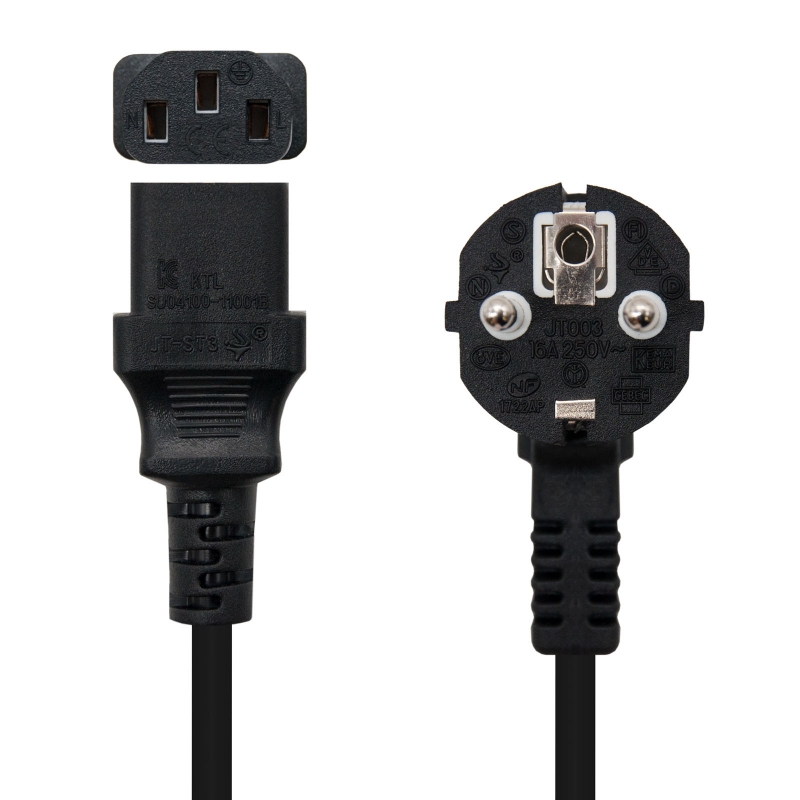 Nanocable Cable alim. CPU, CEE7/M-C13/H, negro, 5m - Imagem de Detalhe 3