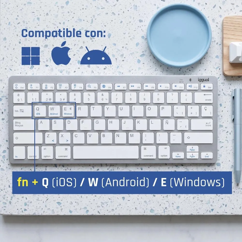 iggual TKL-BK teclado Universal Bluetooth QWERTY Espanhol Prateado - Imagem de Detalhe 33