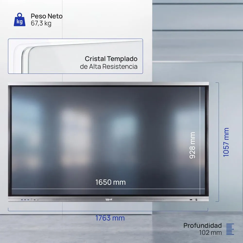 iggual Orchid 75" Plasma interativo 190,5 cm (75") LED Wi-Fi 400 cd/m² 4K Ultra HD Preto Ecrã táctil Processador built-in Android - Imagem de Detalhe 15