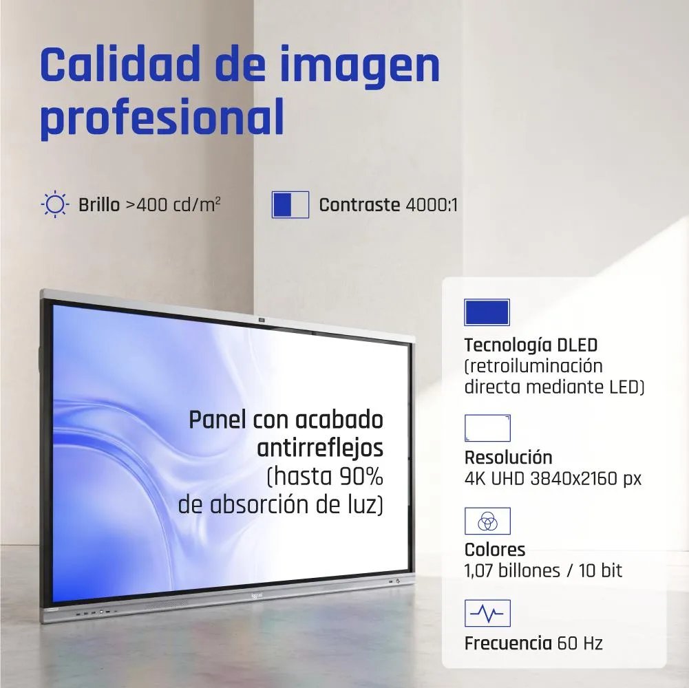 iggual Orchid 86" Webcam Plasma interativo 2,18 m (86") LED Wi-Fi 400 cd/m² 4K Ultra HD Preto Ecrã táctil Processador built-in Android - Imagem de Detalhe 10