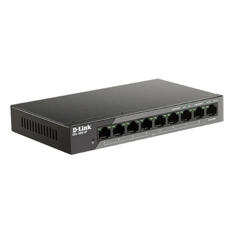 D-Link DSS-100E-9P switch de rede Não-gerido Fast Ethernet (10/100) Power over Ethernet (PoE) Preto - Imagem de Detalhe 5