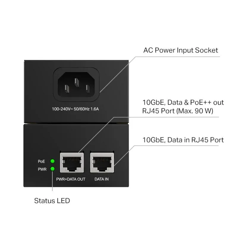 TP-Link Omada POE380S adaptador PoE 10 Gigabit Ethernet - Imagem de Detalhe 8