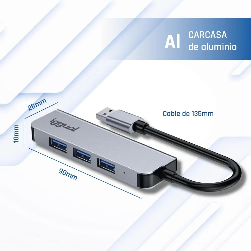 iggual IGG319246 hub de interface USB 3.2 Gen 1 (3.1 Gen 1) Type-C 5000 Mbit/s Prateado - Imagem de Detalhe 11
