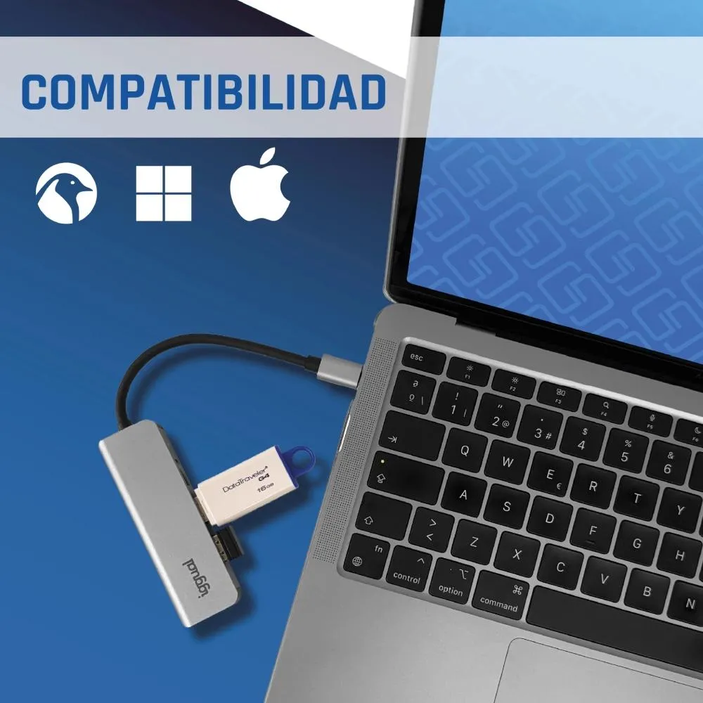 iggual IGG319239 hub de interface USB 3.2 Gen 1 (3.1 Gen 1) Type-C 5000 Mbit/s Prateado - Imagem de Detalhe 12