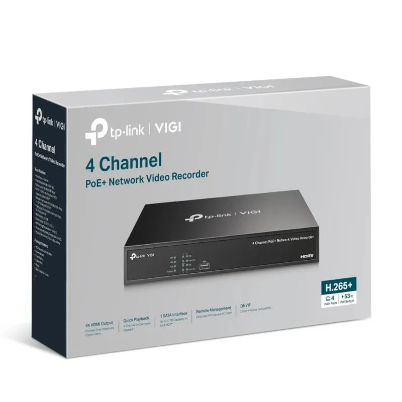 TP-Link VIGI NVR1004H-4P gravador de vídeo em rede (NVR) Preto - Imagem de Detalhe 20