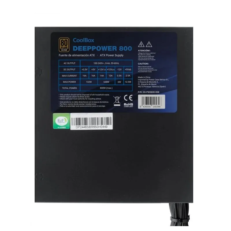 CoolBox DeepPower BR-800 fonte de alimentação 800 W 20+4 pin ATX ATX Preto - Imagem de Detalhe 132