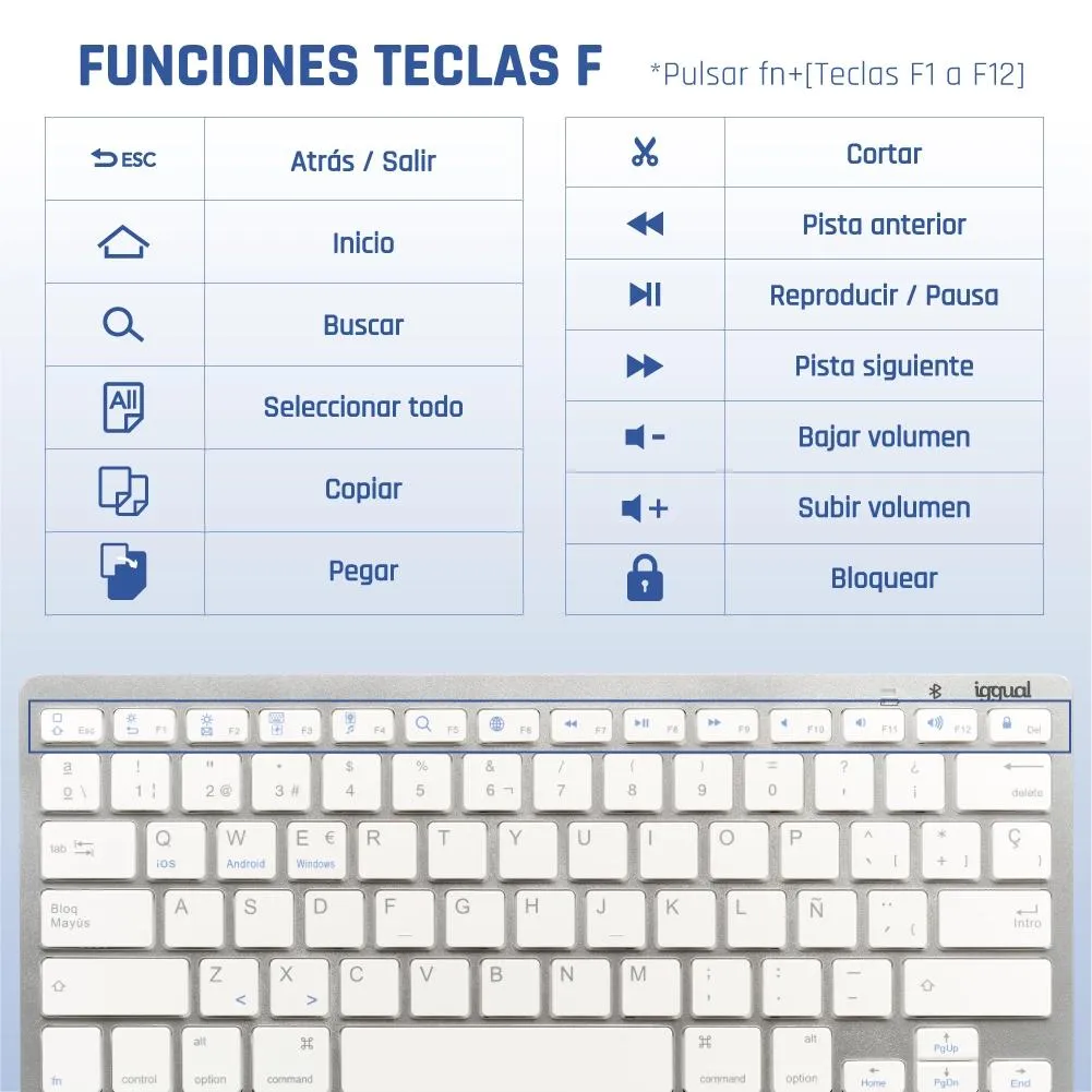 iggual TKL-BK teclado Universal Bluetooth QWERTY Espanhol Prateado - Imagem de Detalhe 77