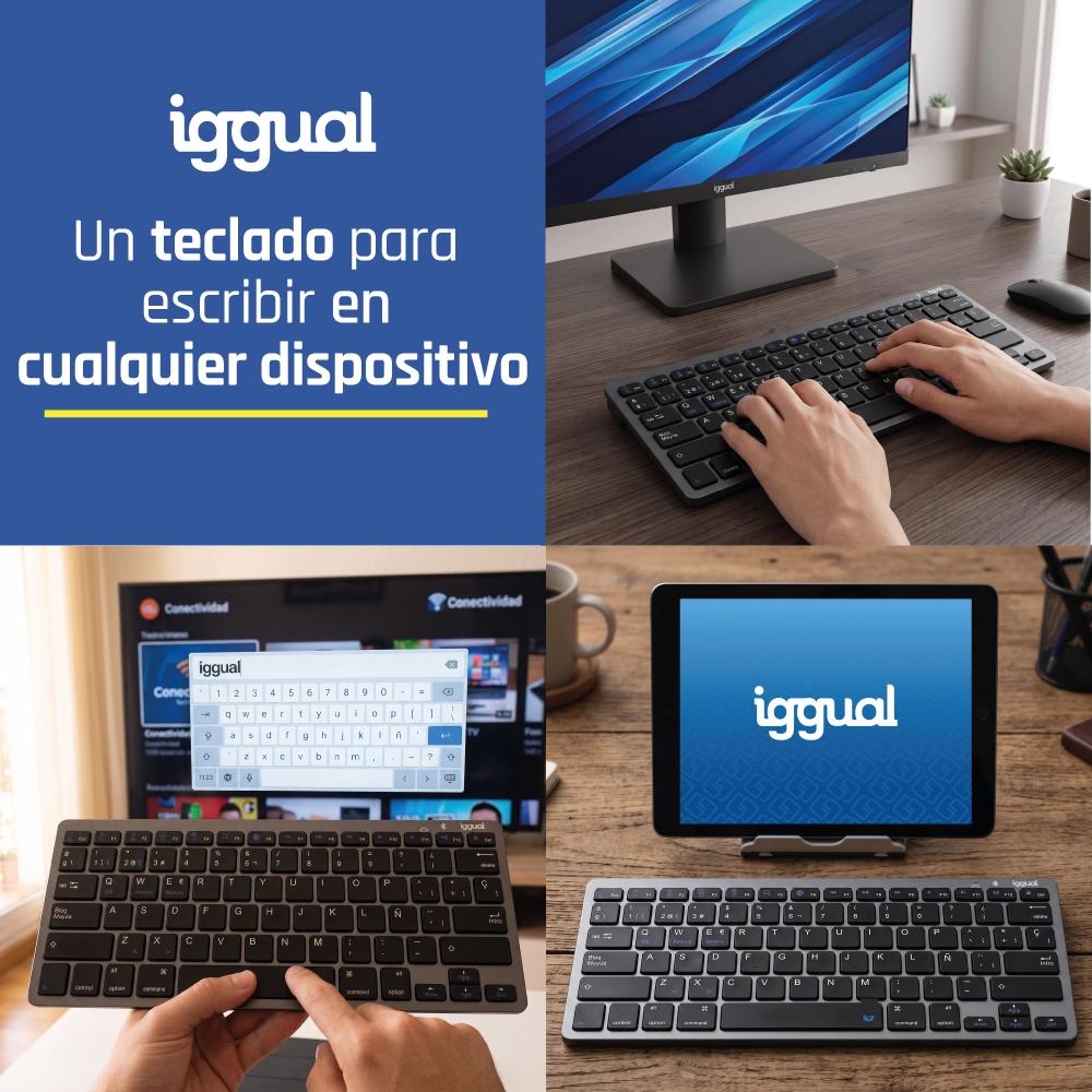 iggual IGG316917 teclado Bluetooth QWERTY Preto, Cinzento - Imagem de Detalhe 102
