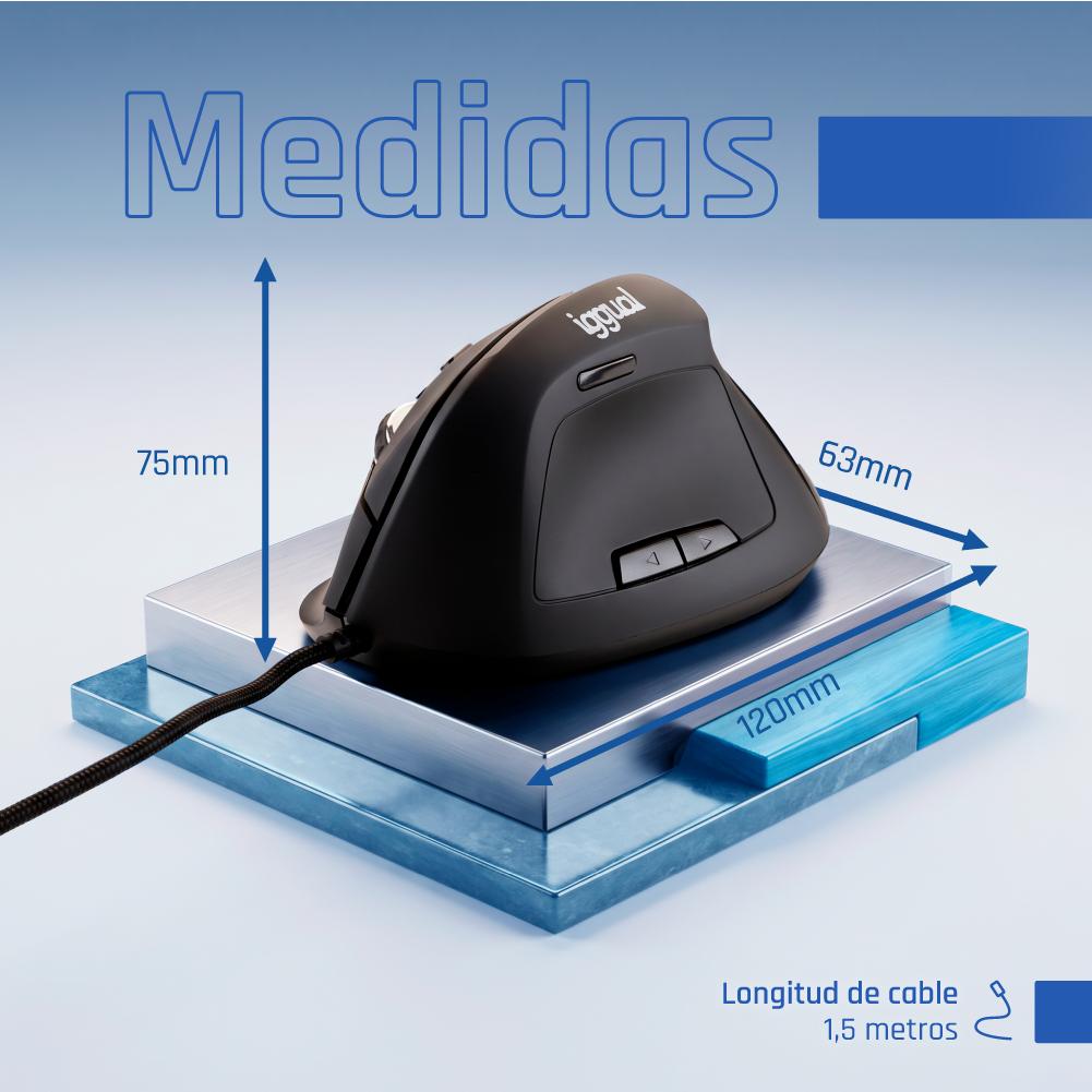 iggual IGG318386 rato Escritório Mão direita USB Type-A Ótico 2400 DPI - Imagem de Detalhe 20