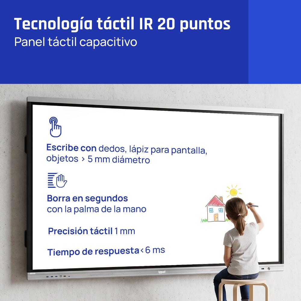 iggual Orchid 75" Plasma interativo 190,5 cm (75") LED Wi-Fi 400 cd/m² 4K Ultra HD Preto Ecrã táctil Processador built-in Android - Imagem de Detalhe 18