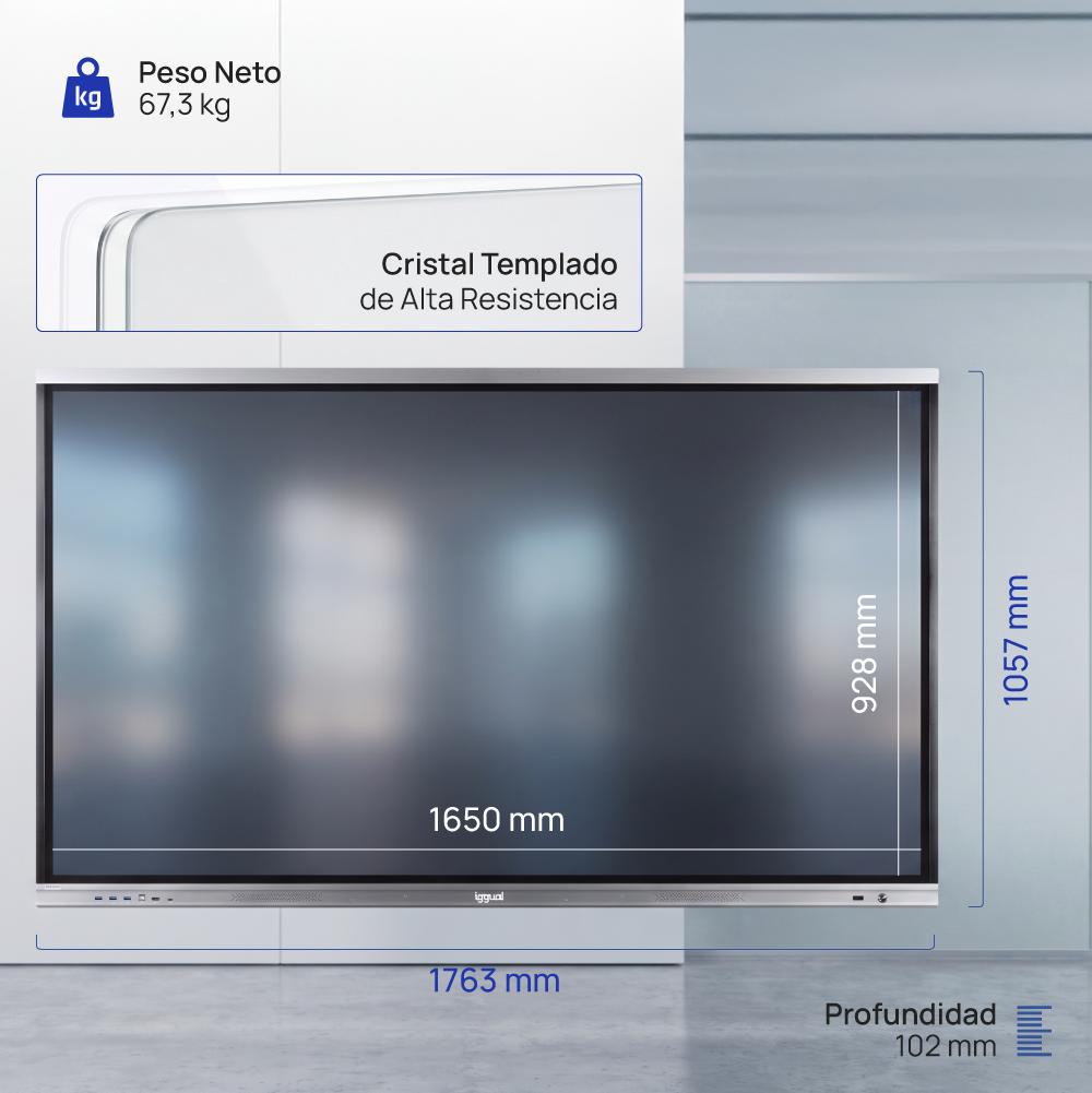 iggual Orchid 75" Plasma interativo 190,5 cm (75") LED Wi-Fi 400 cd/m² 4K Ultra HD Preto Ecrã táctil Processador built-in Android - Imagem de Detalhe 22