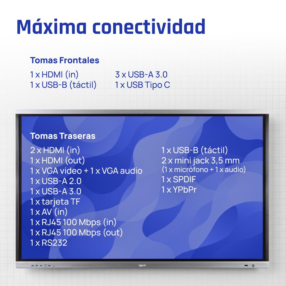 iggual Orchid 65" Plasma interativo 165,1 cm (65") LED Wi-Fi 400 cd/m² 4K Ultra HD Preto Ecrã táctil Processador built-in Android - Imagem de Detalhe 21