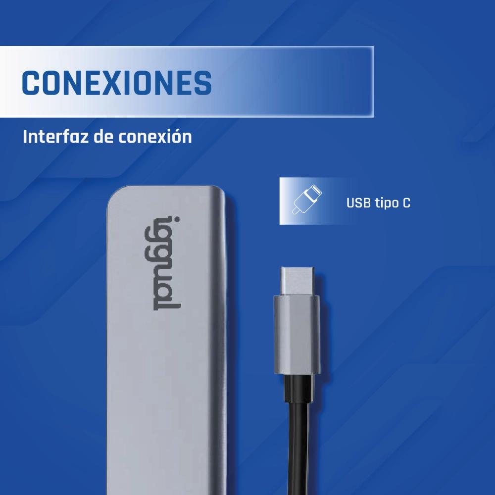 iggual IGG319239 hub de interface USB 3.2 Gen 1 (3.1 Gen 1) Type-C 5000 Mbit/s Prateado - Imagem de Detalhe 14