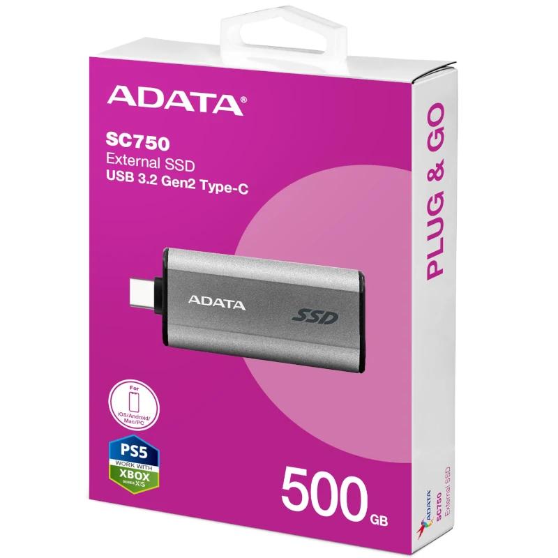 ADATA SC750 500 GB USB Type-C 3.2 Gen 2 (3.1 Gen 2) Cinzento - Imagem de Detalhe 12