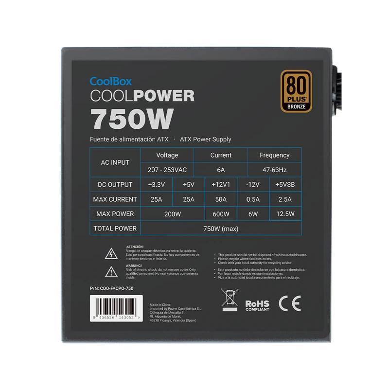 CoolBox CoolPower 750W fonte de alimentação 20+4 pin ATX ATX Preto - Imagem de Detalhe 17