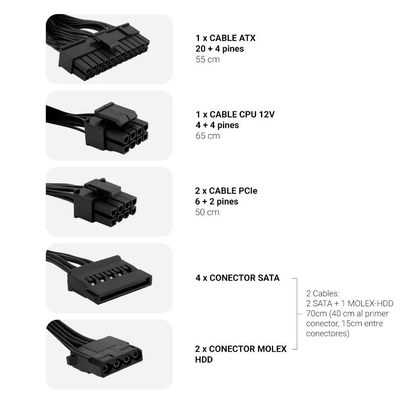 CoolBox Powerline III 650 fonte de alimentação 650 W 20+4 pin ATX ATX Preto - Imagem de Detalhe 5