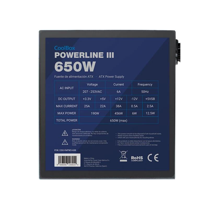 CoolBox Powerline III 650 fonte de alimentação 650 W 20+4 pin ATX ATX Preto - Imagem de Detalhe 12