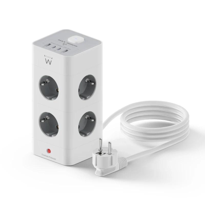 Ewent EW3864 extensão elétrica 2 m 8 tomada(s) CA Interior Cinzento, Branco - Imagem de Detalhe 2
