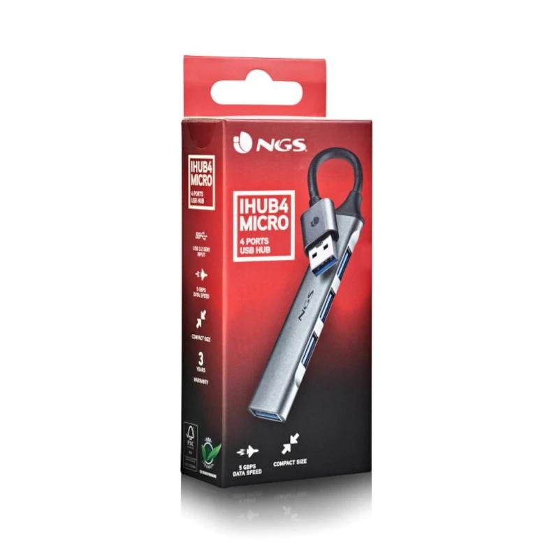 NGS IHUB4 MICRO USB 3.2 Gen 1 (3.1 Gen 1) Type-A 5000 Mbit/s Prateado - Imagem de Detalhe 12