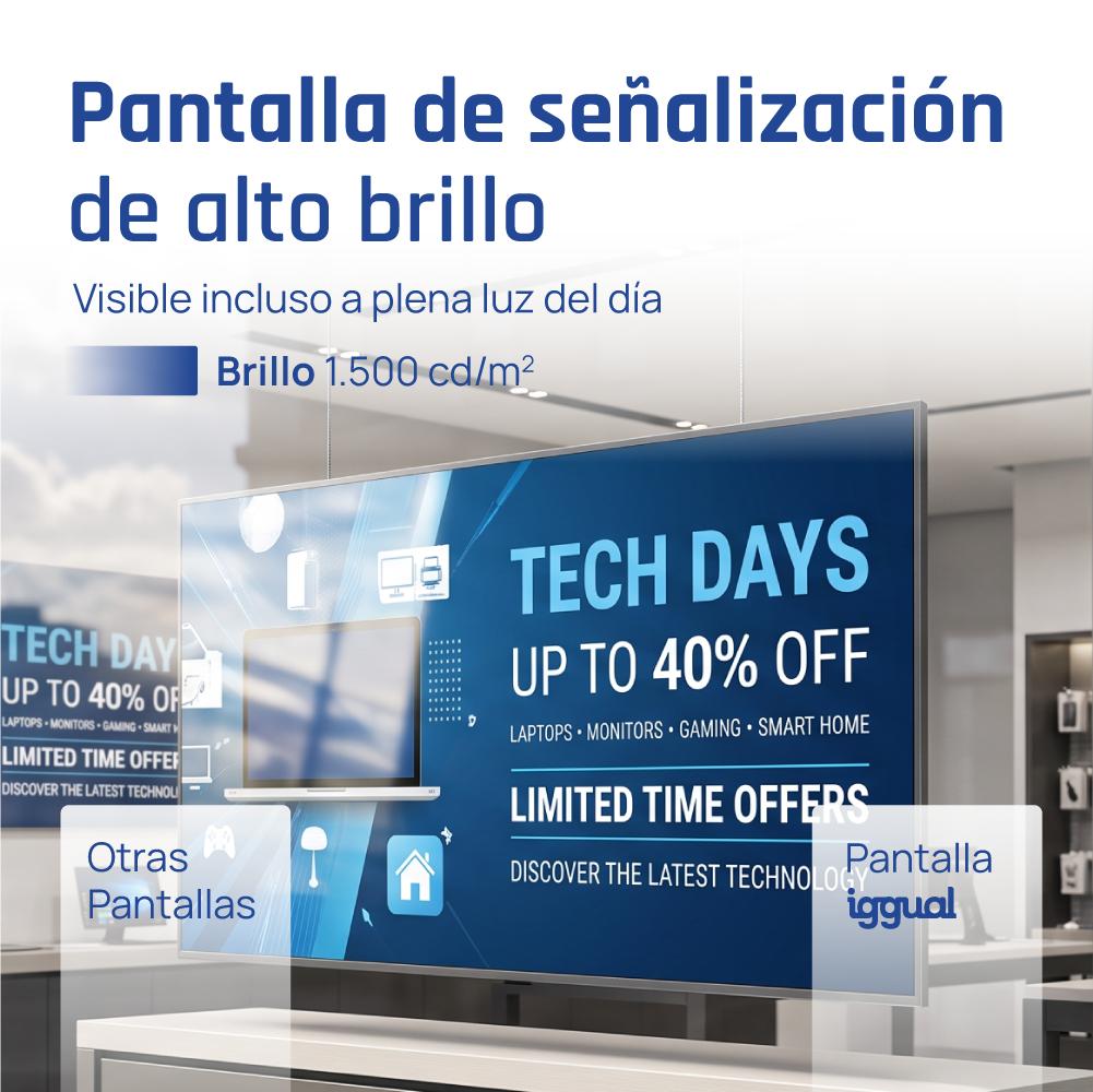 iggual IGG320068 ecrã de sinalização Plasma digital 165,1 cm (65") LED Wi-Fi 1500 cd/m² 4K Ultra HD Aço Processador built-in Android 11 - Imagem de Detalhe 2