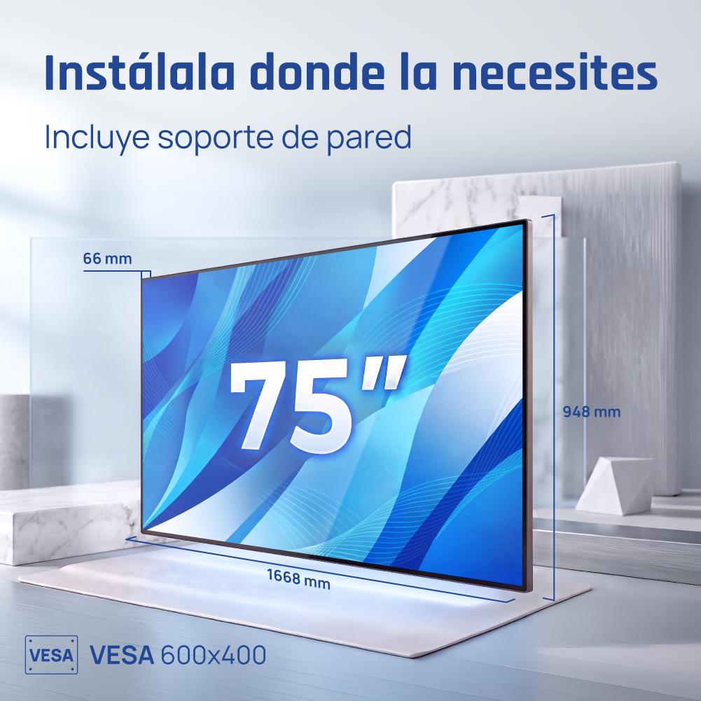 iggual IGG320051 ecrã de sinalização Plasma digital 190,5 cm (75") LED Wi-Fi 1500 cd/m² 4K Ultra HD Aço Processador built-in Android 11 - Imagem de Detalhe 7
