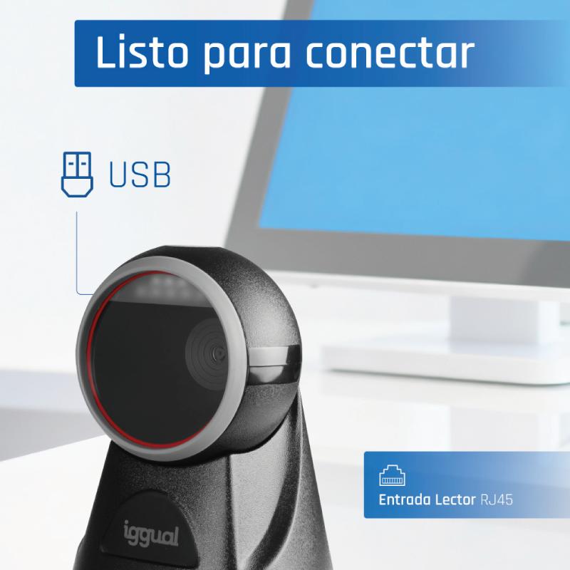 iggual L2DUSB-S-AX Leitor de código de barras fixo 1D/2D CMOS Preto - Imagem de Detalhe 14