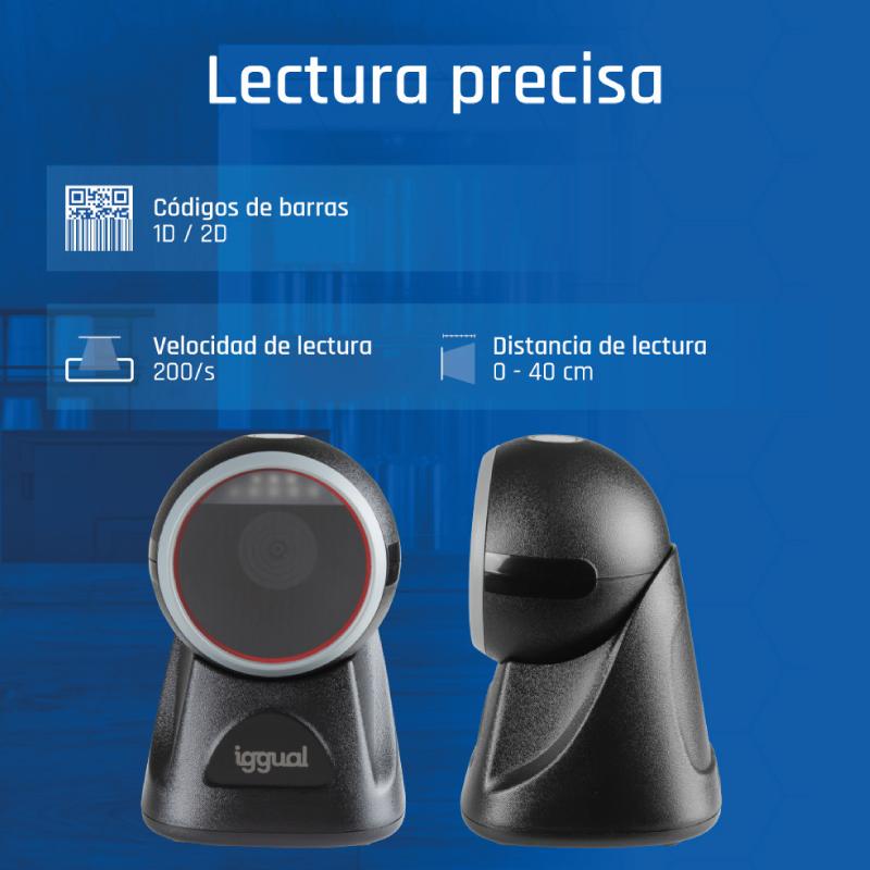 iggual L2DUSB-S-AX Leitor de código de barras fixo 1D/2D CMOS Preto - Imagem de Detalhe 30