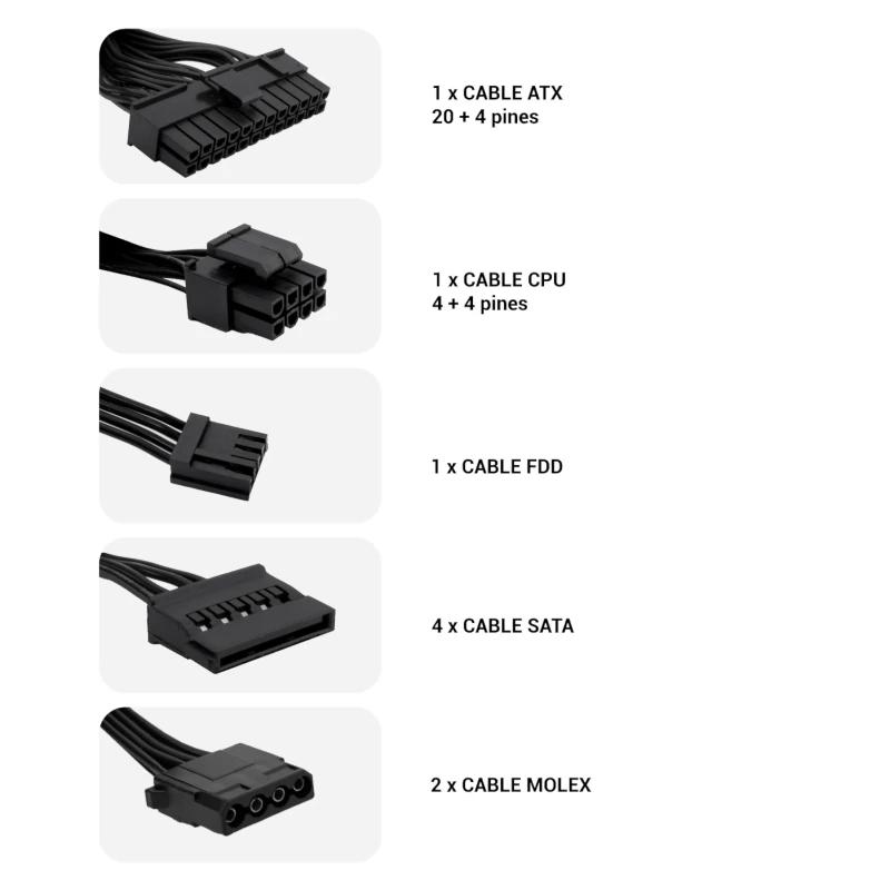 CoolBox BASIC 500GR fonte de alimentação 500 W 20+4 pin ATX ATX Preto - Imagem de Detalhe 6