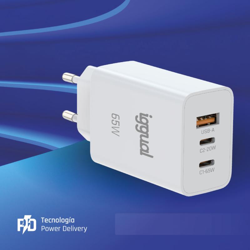 iggual Cargador triple USB-A + 2 x tipo C GaN 65W - Imagem de Detalhe 16