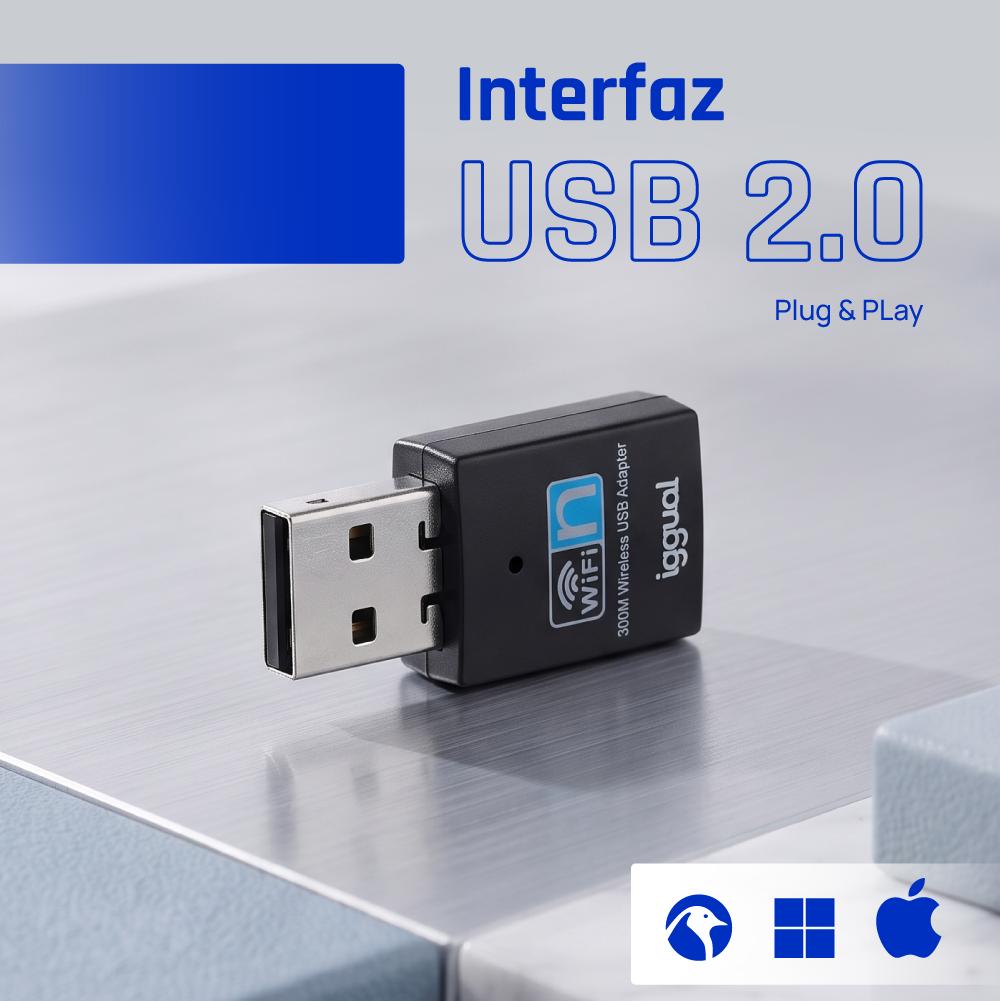 iggual Adaptador USB Wifi 300 Mbps mono 2.4GHz - Imagem de Detalhe 5