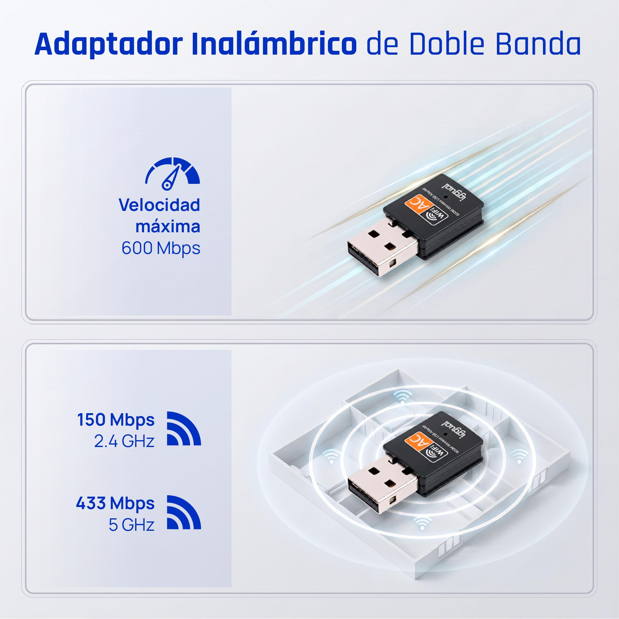 iggual Adaptador USB Wifi 600 Mbps dual 2.4G/5G - Imagem de Detalhe 2
