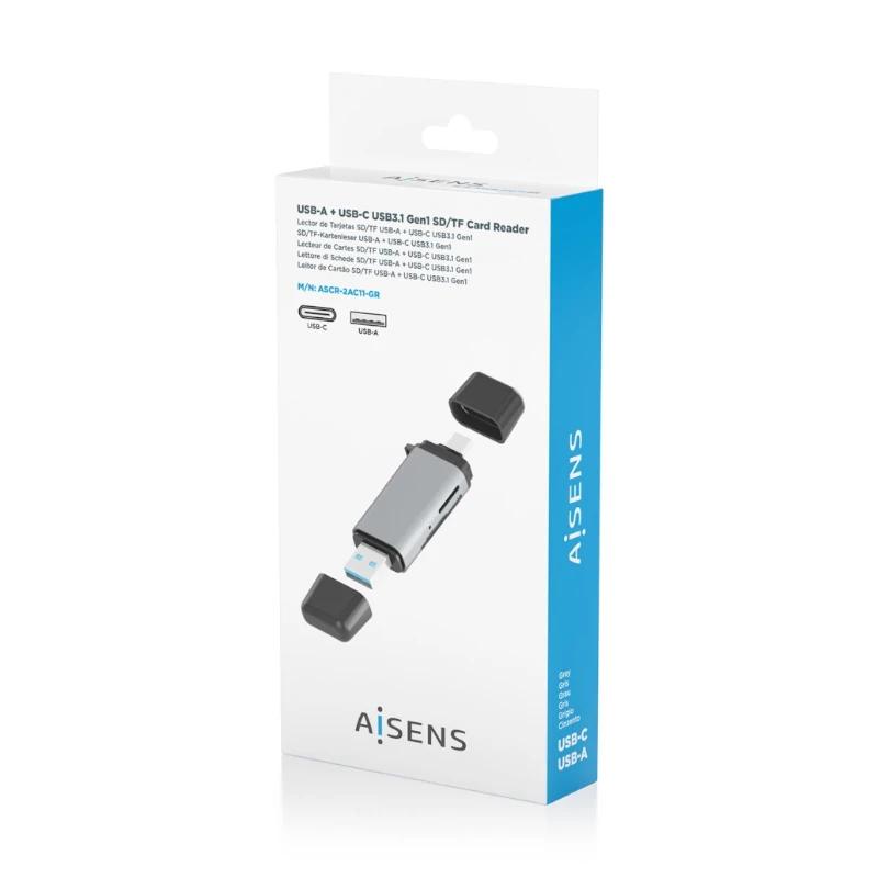AISENS ASCR-2AC11-GR leitor de cartões USB 3.2 Gen 1 (3.1 Gen 1) Type-A/Type-C Cinzento - Imagem de Detalhe 6