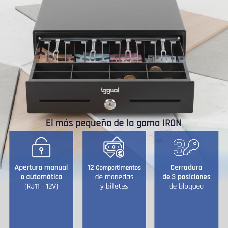 iggual Cajón Portamonedas IRON-XS 33cm 4+8 negro - Imagem de Detalhe 9