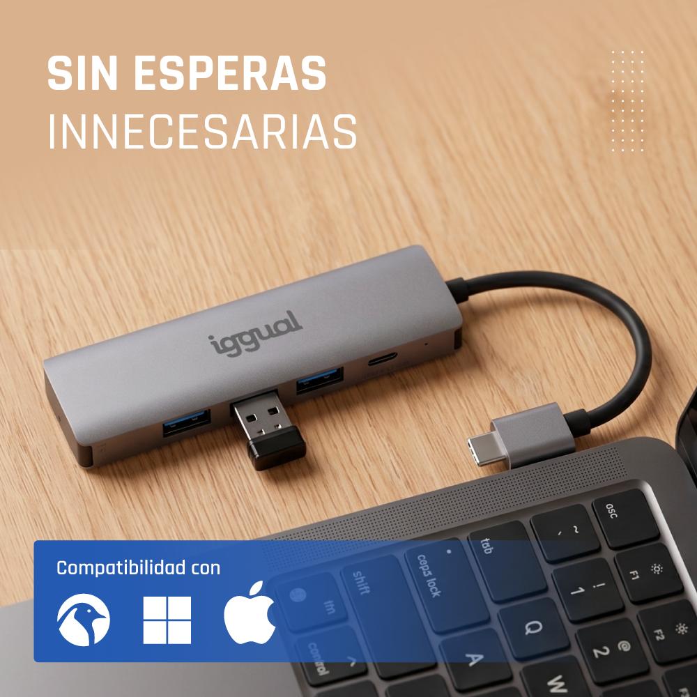 iggual Hub USB-A 5 puertos 3xUSB + RJ45 + tipo C - Imagem de Detalhe 31
