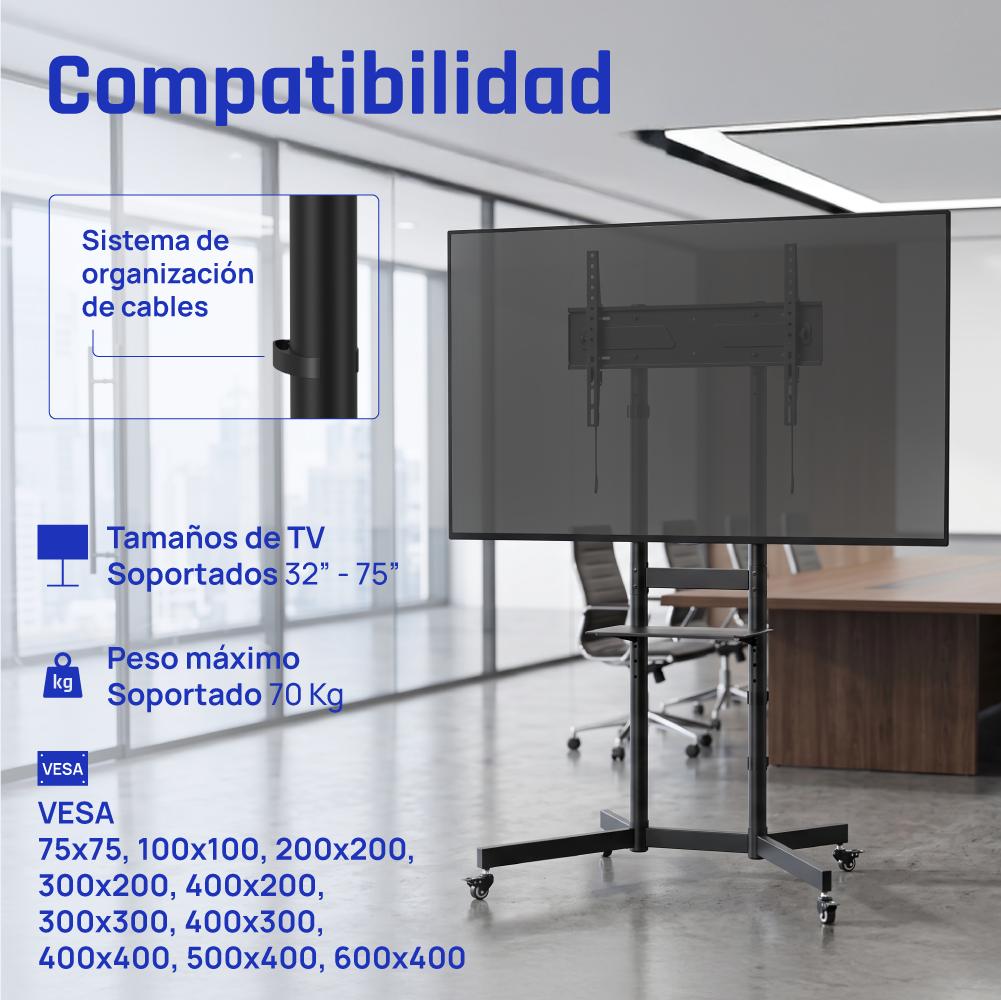 iggual SRTV75 Soporte TV suelo ruedas 32"-75" 70kg - Imagem de Detalhe 2