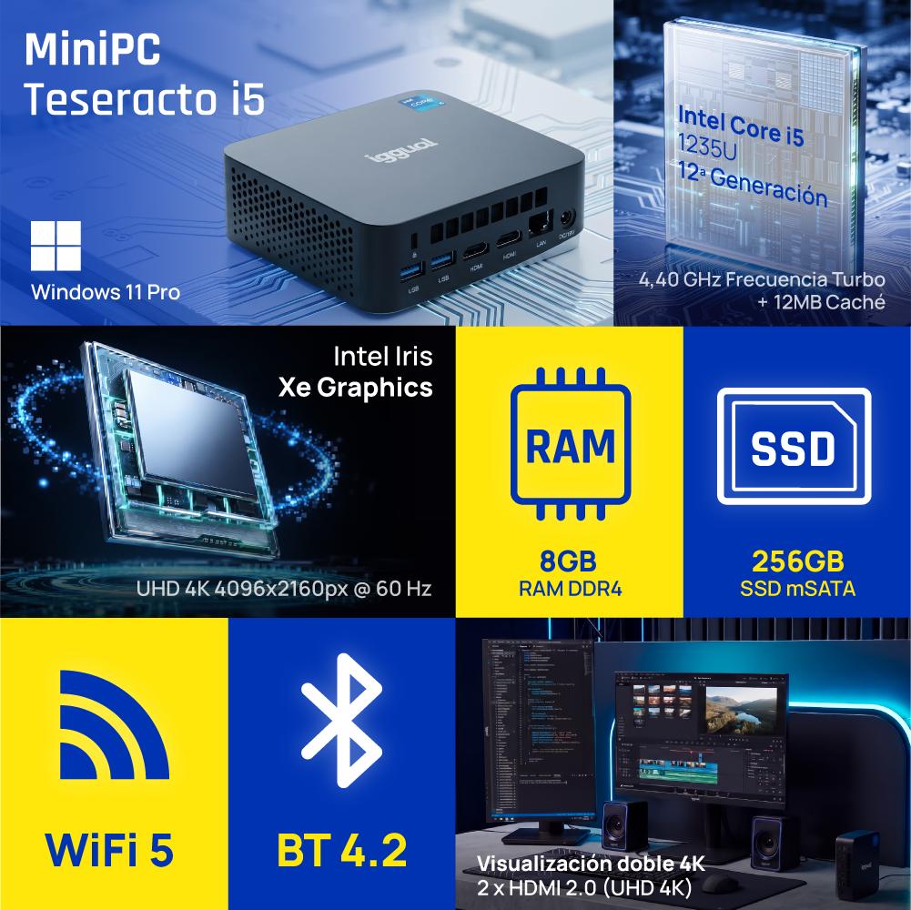 iggual Mini PC Teseracto i5 1235U 8+256 2HDMI W11P - Imagem de Detalhe 3