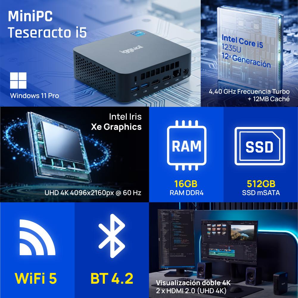 iggual MiniPC Teseracto i5 1235U 16+512 2HDMI W11P - Imagem de Detalhe 3