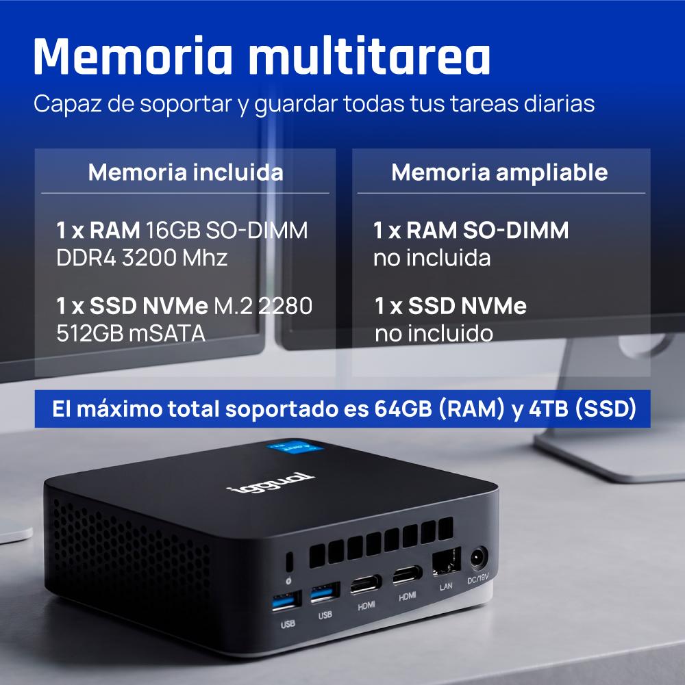 iggual MiniPC Teseracto i5 1235U 16+512 2HDMI W11P - Imagem de Detalhe 5