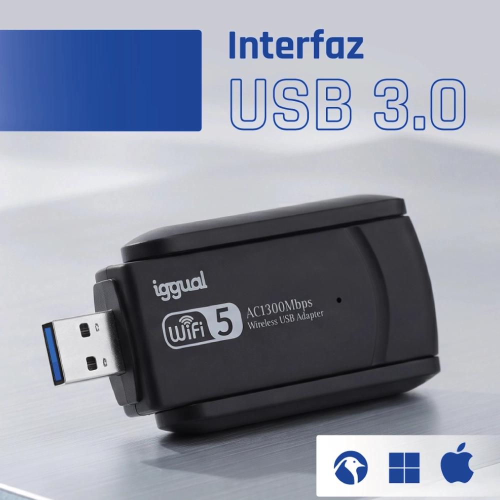 iggual Adaptador USB Wifi 1300 Mbps dual 2.4G/5G - Imagem de Detalhe 4